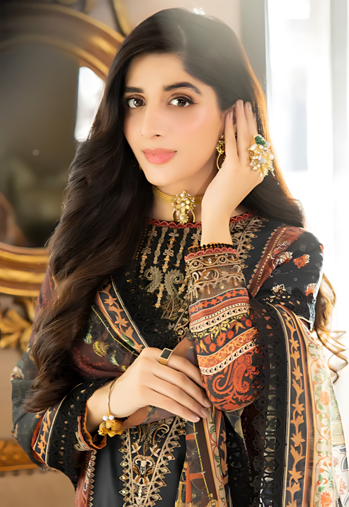 Pakistani Asim Jofa Unstitched Three Piece - Cocoa Bean