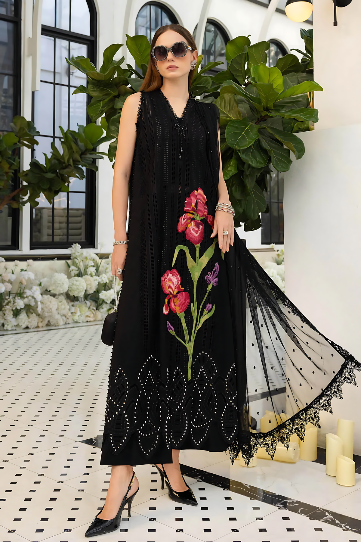 Pakistani Maria B Lawn Unstitched Three Piece - Black