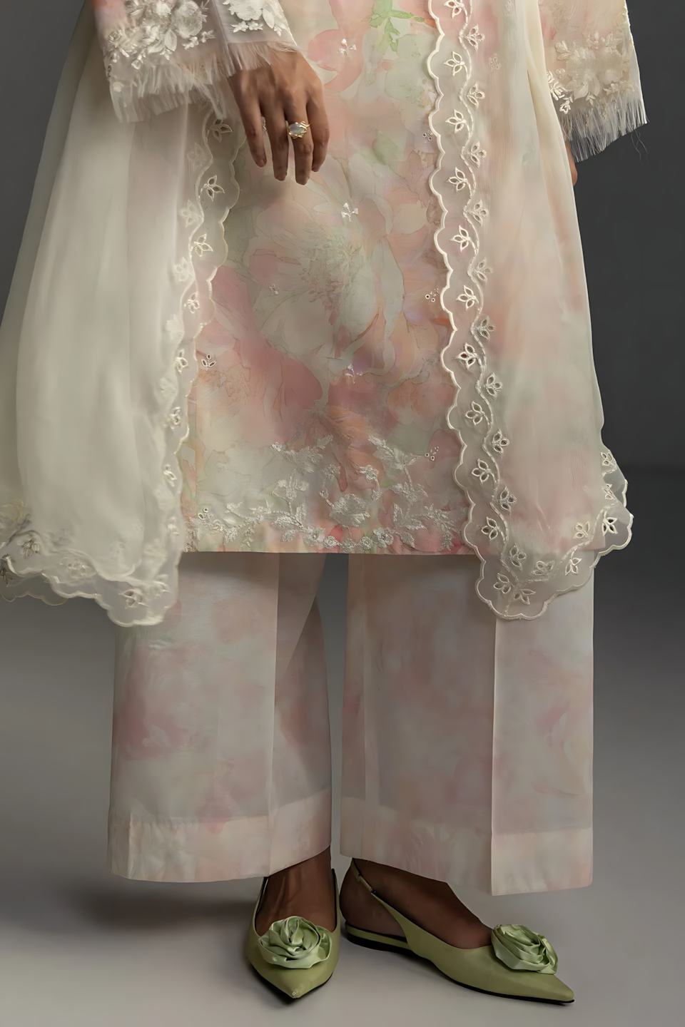 Pakistani Zara Shahjahan Coco Lawn Unstitched Three Piece - Pale Taupe