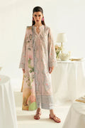 Pakistani Qalamkar QPrints Unstitched Printed Lawn Three Piece - Light Pink