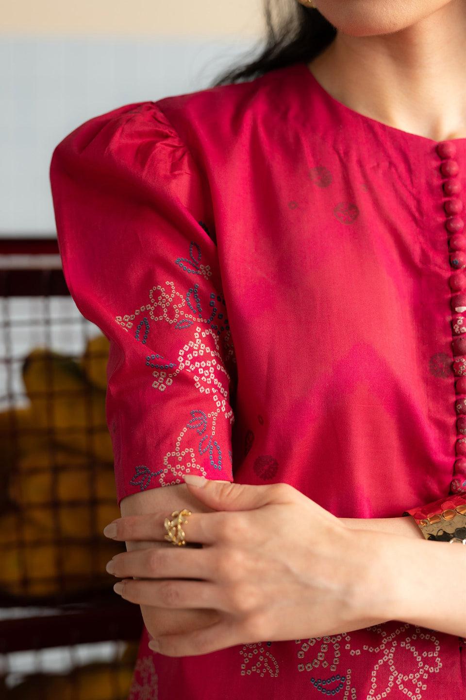 Pakistani Coco Prints by Zara Shahjahan Unstitched Three Piece - Red Pink