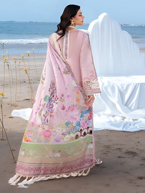 Pakistani Mahnur Sirene Lawn Unstitched Three Piece - Light Pink