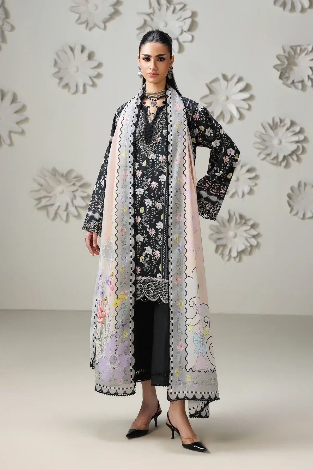 Pakistani Digital Printed & Embroidered Lawn Unstitched Three Piece - Cinder