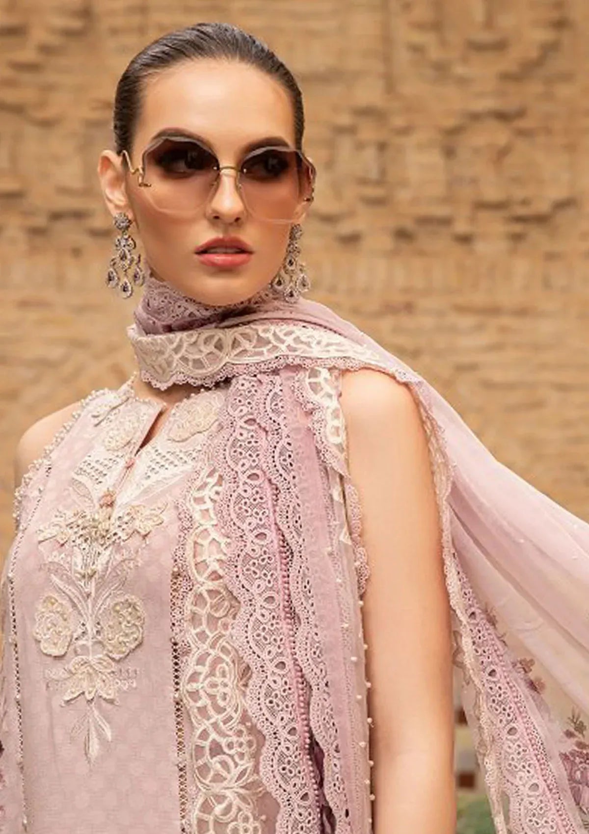 Pakistani Maria B Lawn Unstitched Three Piece - Pastel Pink