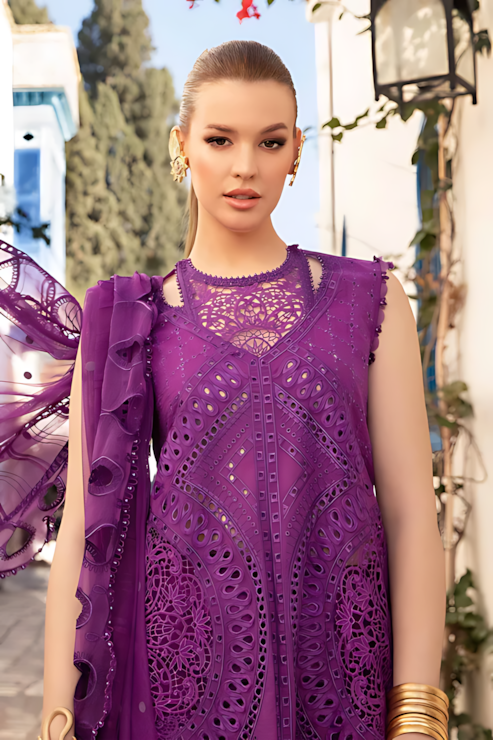 Pakistani Maria B Lawn Unstitched Three Piece - Purple