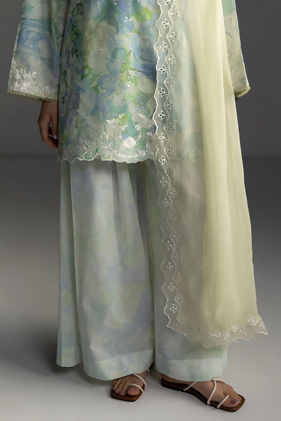 Pakistani Zara Shahjahan Coco Lawn Unstitched Three Piece - Sea Mist