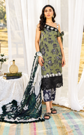 Pakistani Floral Printed Three Piece Suit With Lace Detailing