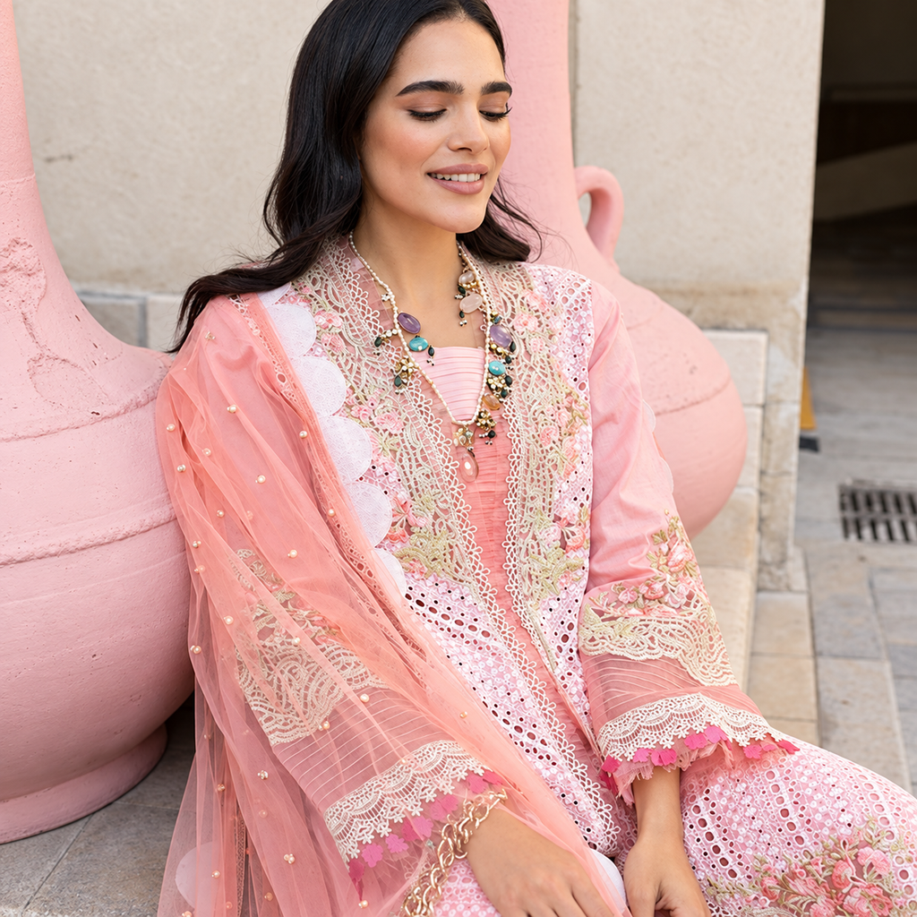 Pakistani Sobia Nazir Embroidered Schiffli Luxury Unstitched Suit