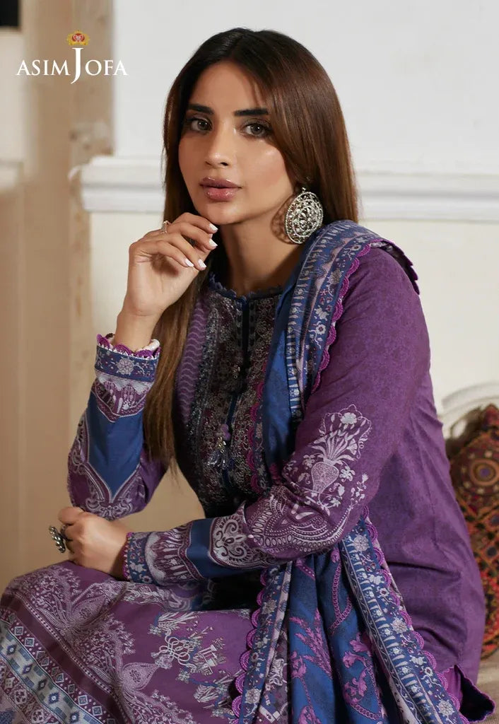 Pakistani Rania by Asim Jofa Lawn Unstitched Three Piece - Viola Purple