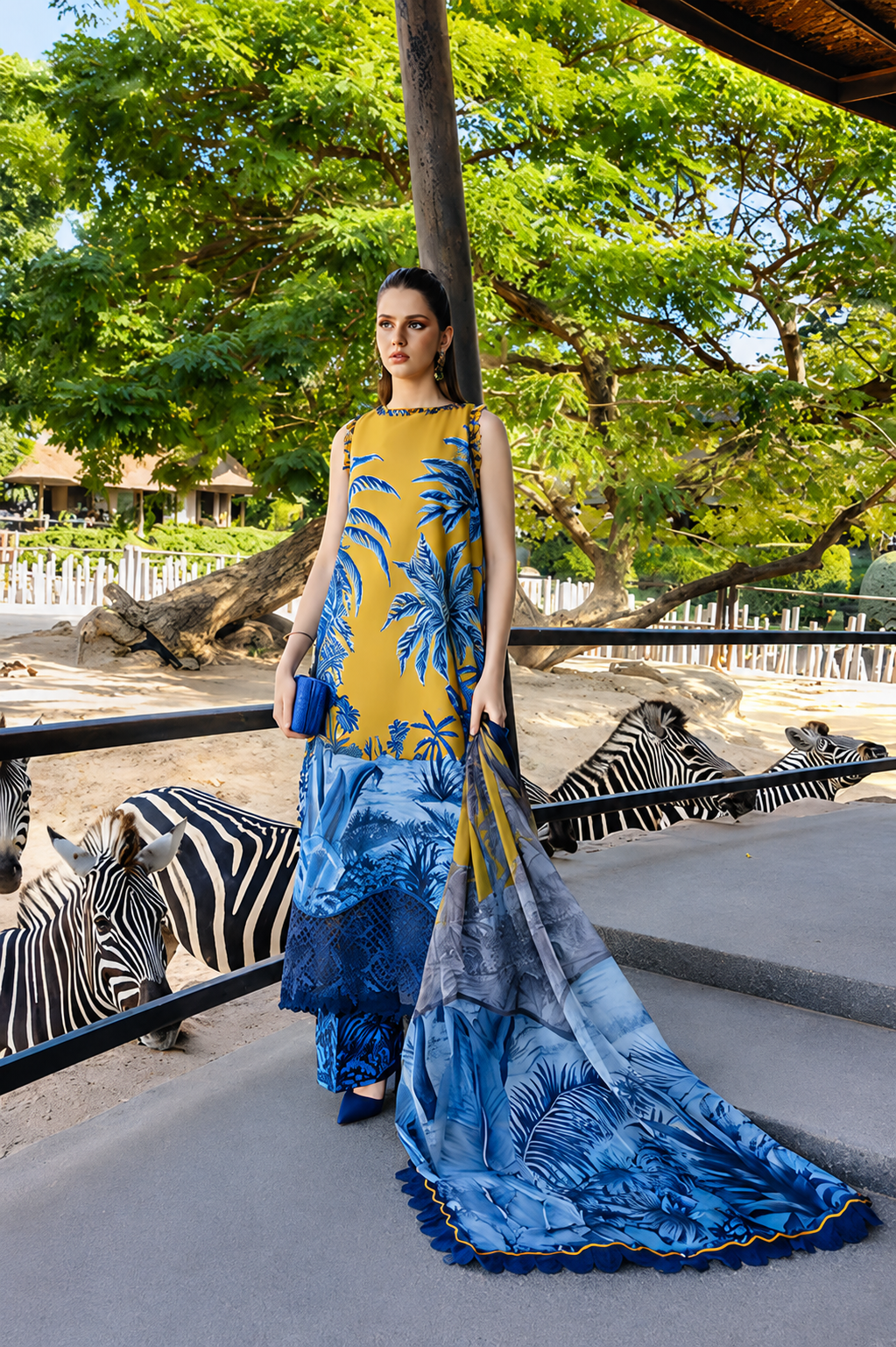 Pakistani M.Print by Maria B Lawn Unstitched Three Piece - Mustard