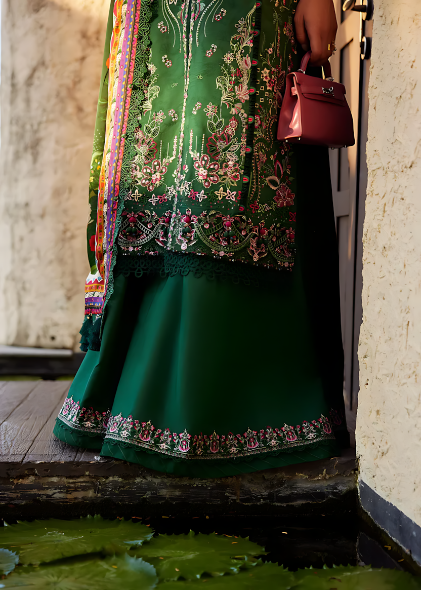 Pakistani Kanwal Malik Ariya Lawn Unstitched Three Piece - Green