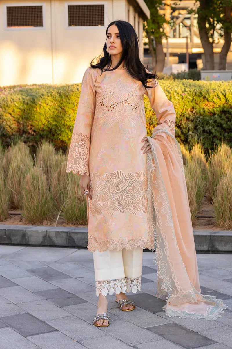 Pakistani Embroidered Printed Lawn 3-Piece Suit With Textured Dupatta