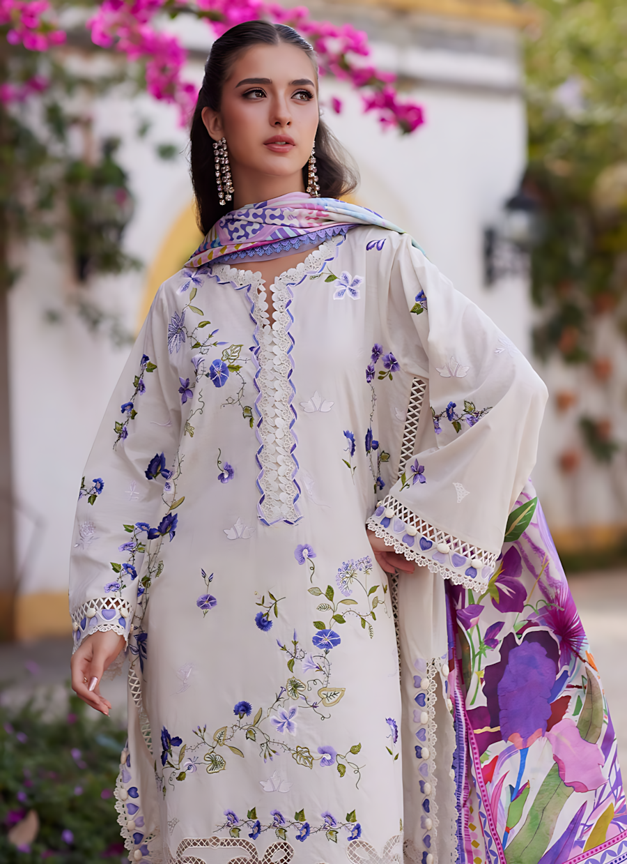 Pakistani Farah Talib Aziz Lawn Unstitched Three Piece - White