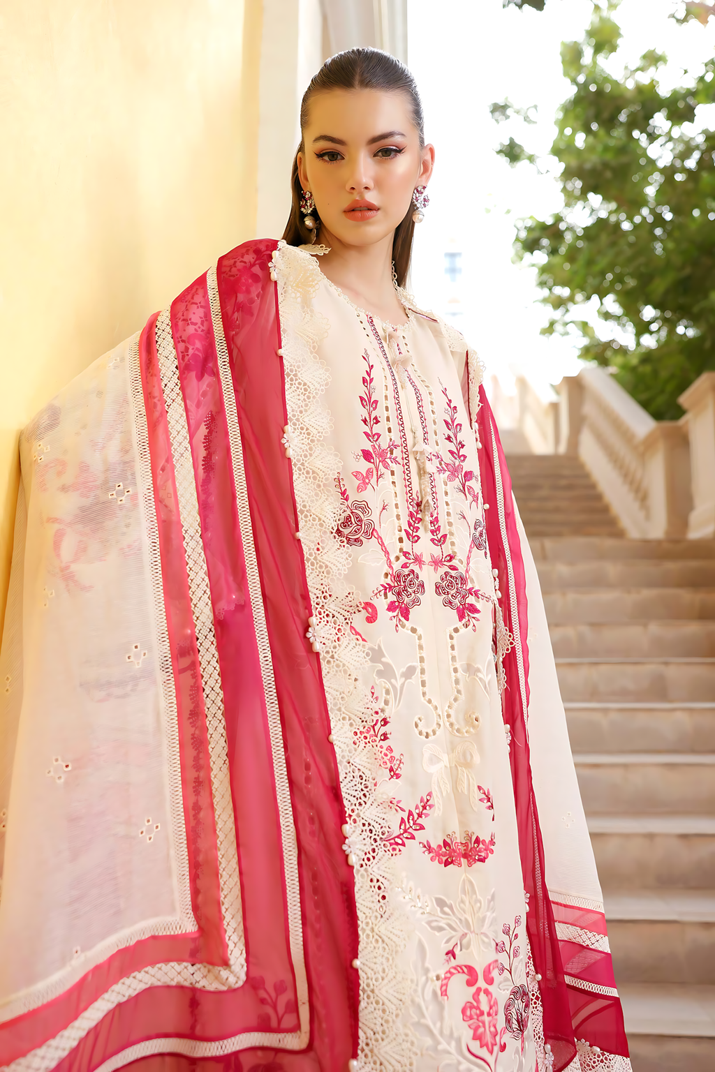Pakistani Maria B Luxury Lawn Unstitched Three Piece - Almond