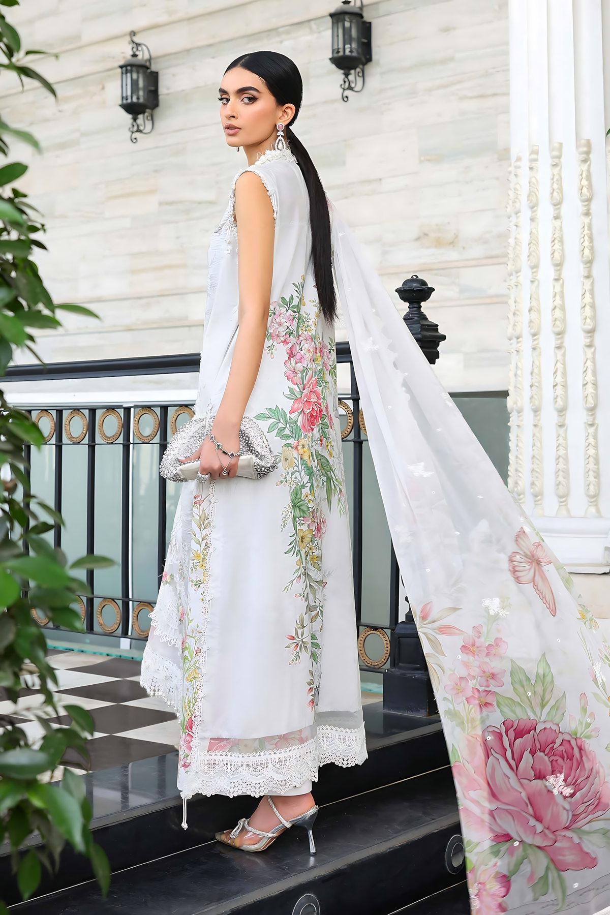 Pakistani Maria B Lawn Unstitched Three Piece - Off White