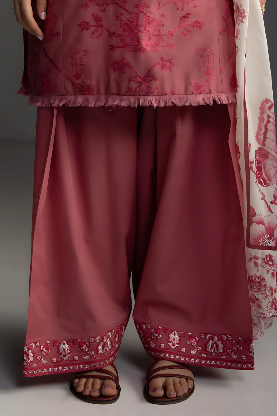 Pakistani Zara Shahjahan Coco Lawn Unstitched Three Piece - Copper Rust