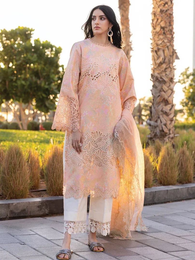 Pakistani Rang Rasiya Carnation Embroidered Lawn Unstitched Three Piece - Zinnia