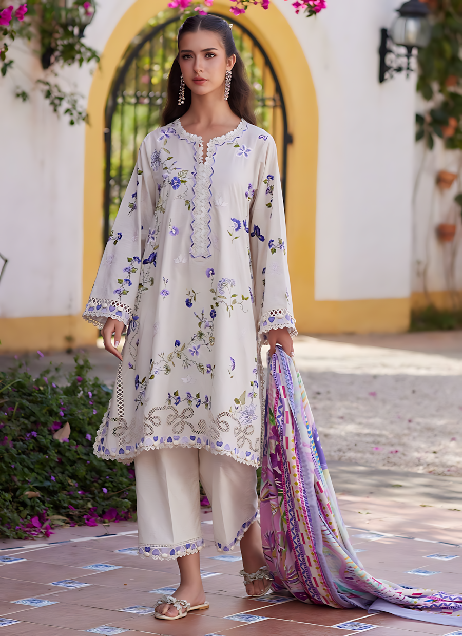 Pakistani Farah Talib Aziz Lawn Unstitched Three Piece - White