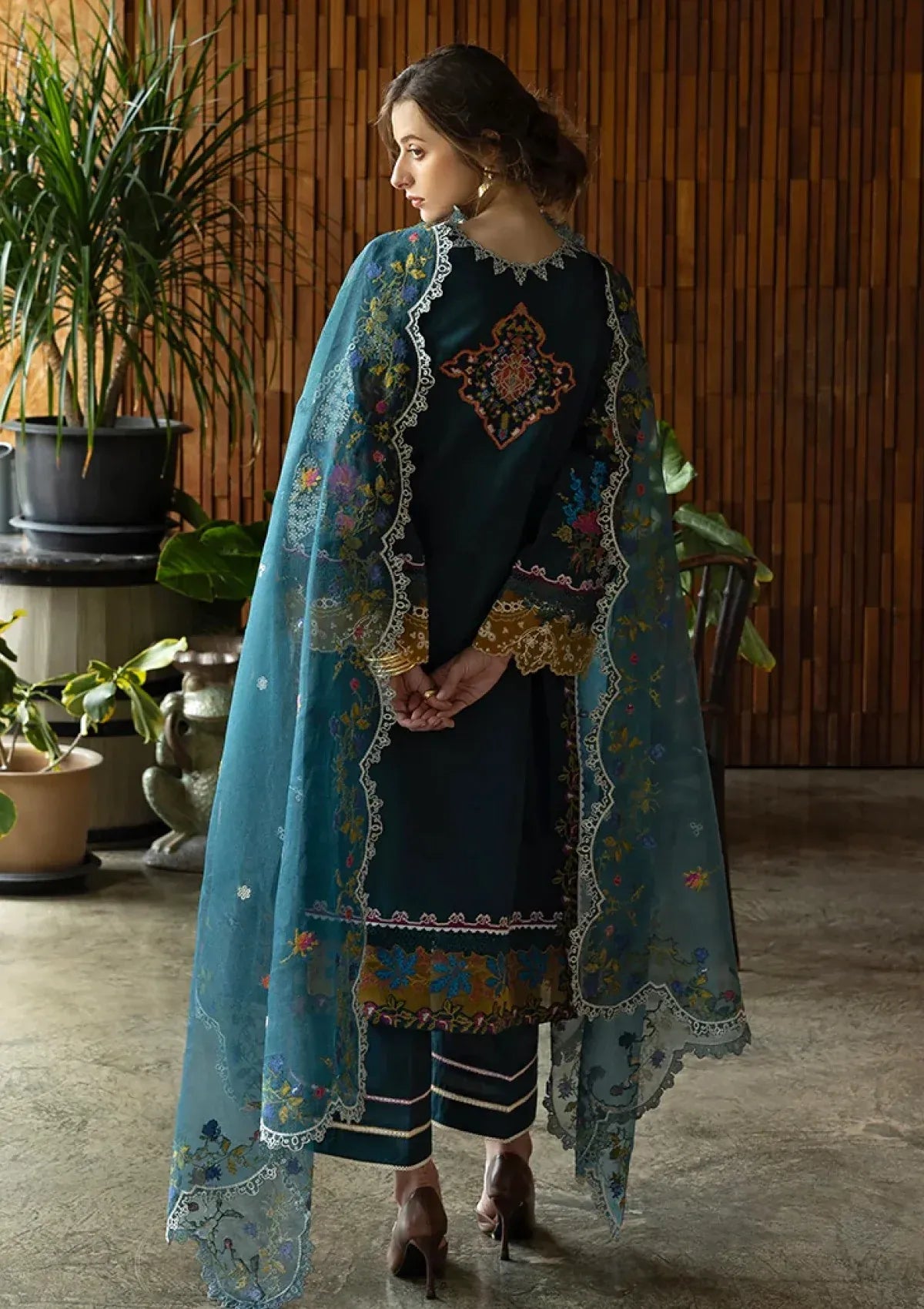 Pakistani Eastern Lawn Three Piece Suit - Blue