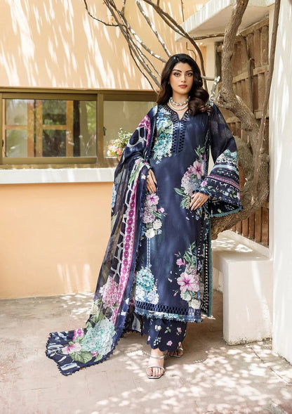 Pakistani Elaf Printed Unstitched Lawn Three Piece - Twilight Garden