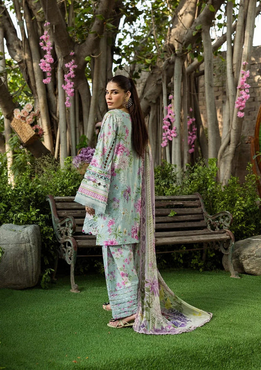 Pakistani Elaf Printed Unstitched Lawn Three Piece - Floral Charm