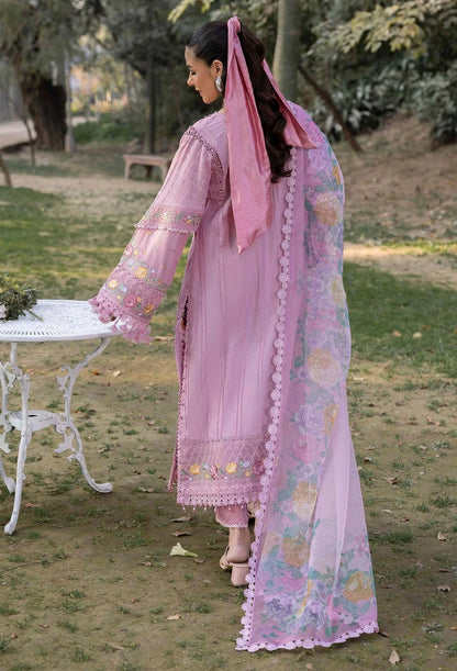Pakistani Adan's Libas Gull Rukh Lawn Embroidered Unstitched Three Piece - Thistle