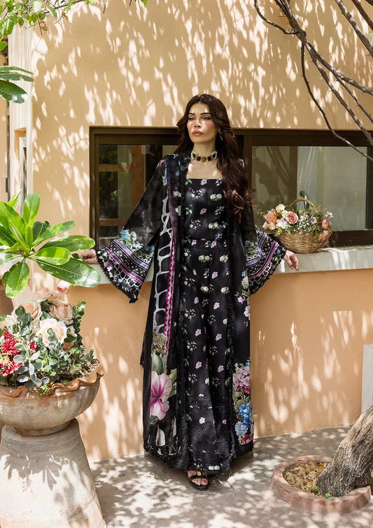 Pakistani Elaf Printed Unstitched Lawn Three Piece - Midnight Bloom