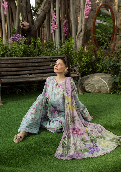 Pakistani Elaf Printed Unstitched Lawn Three Piece - Floral Charm