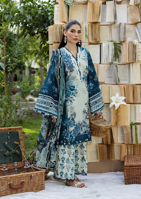 Pakistani Elaf Printed Unstitched Lawn Three Piece - Floreya 7B