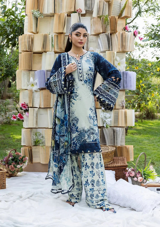 Pakistani Elaf Printed Unstitched Lawn Three Piece - Floreya 7A