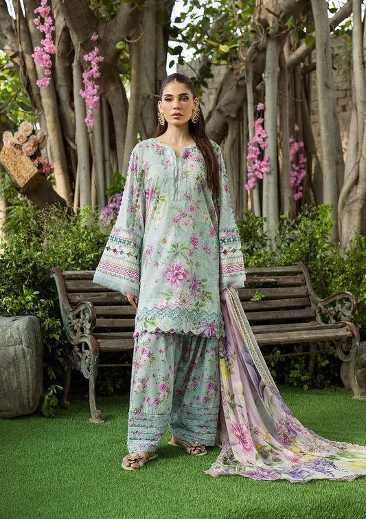 Pakistani Elaf Printed Unstitched Lawn Three Piece - Floral Charm