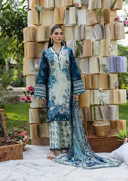 Pakistani Elaf Printed Unstitched Lawn Three Piece - Floreya 7B