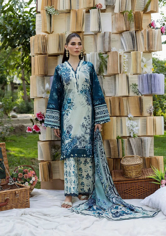 Pakistani Elaf Printed Unstitched Lawn Three Piece - Floreya 7B