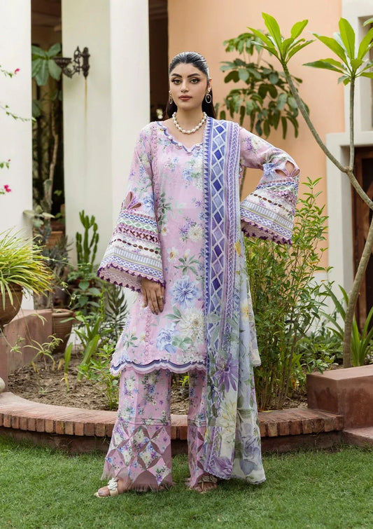 Pakistani Elaf Printed Unstitched Lawn Three Piece - Wisteria