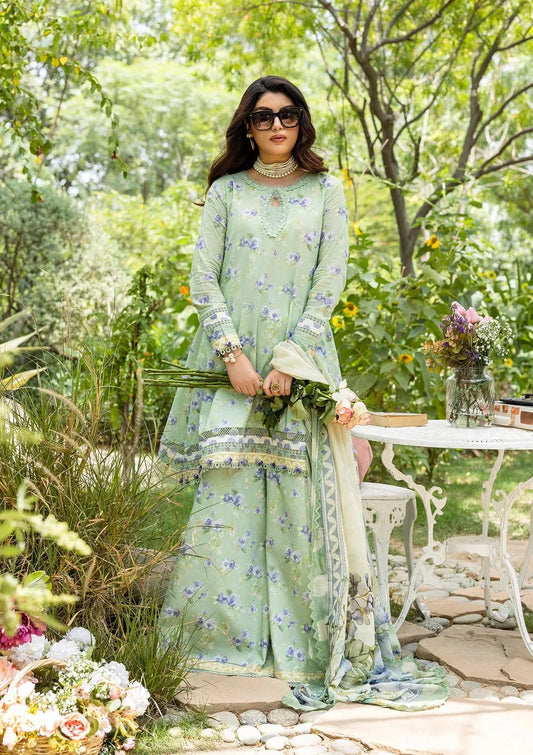 Pakistani Elaf Printed Unstitched Lawn Three Piece - Basile