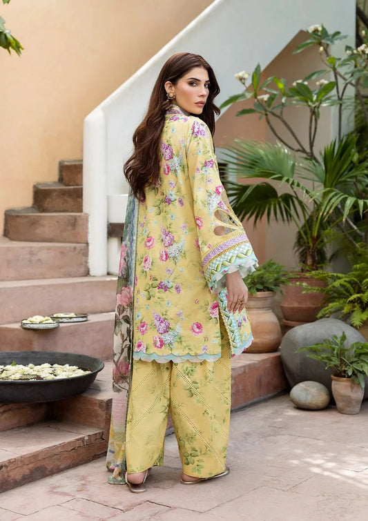 Pakistani Elaf Printed Unstitched Lawn Three Piece - Saffrose