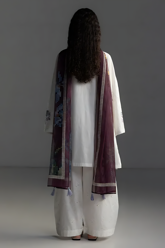 Pakistani Zara Shahjahan Coco Lawn Unstitched Three Piece - White