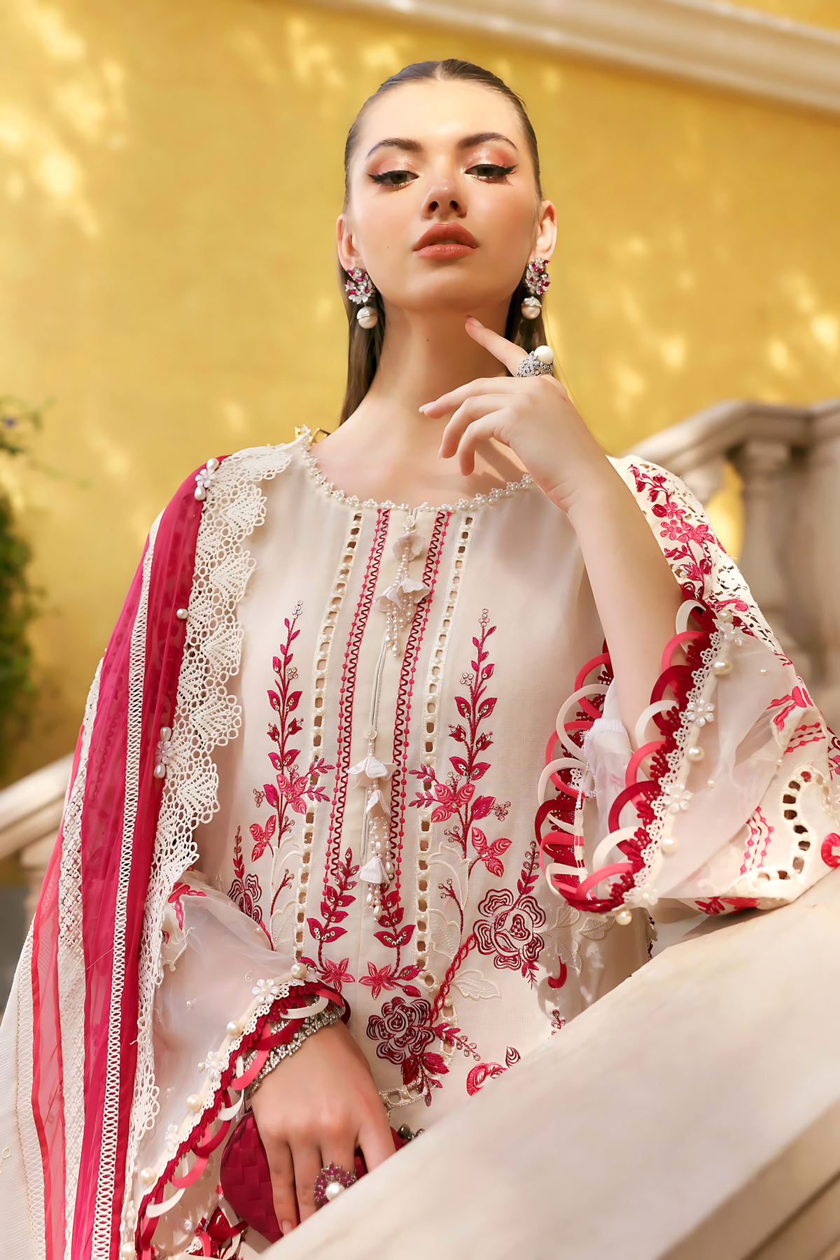 Pakistani Maria B Luxury Lawn Unstitched Three Piece - Almond