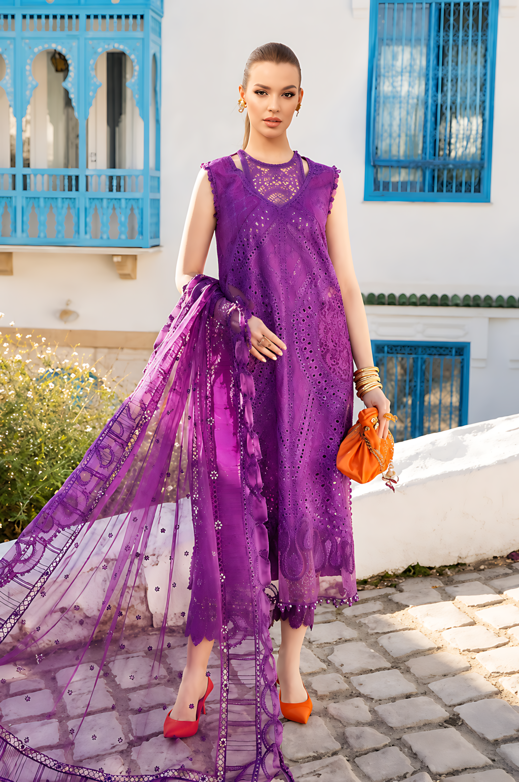 Pakistani Maria B Lawn Unstitched Three Piece - Purple