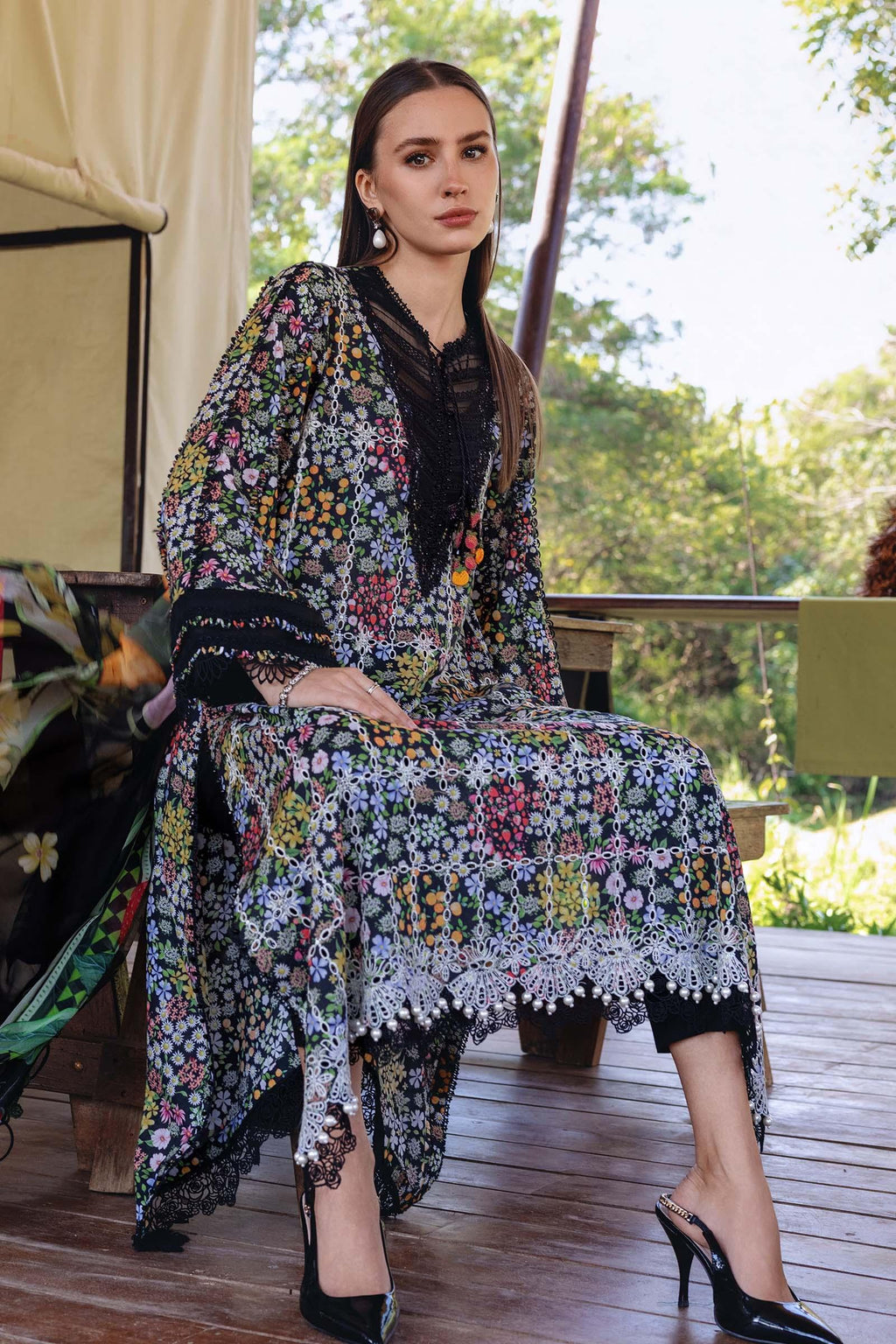 Pakistani M.Print by Maria B Lawn Unstitched Three Piece - Black