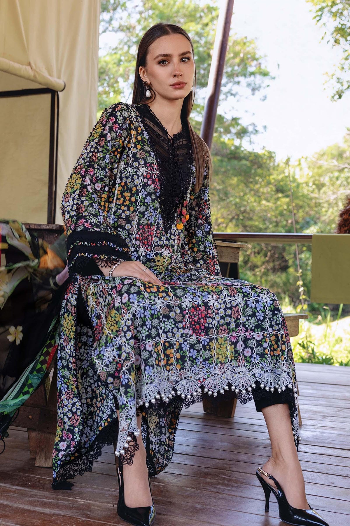 Pakistani M.Print by Maria B Lawn Unstitched Three Piece - Black