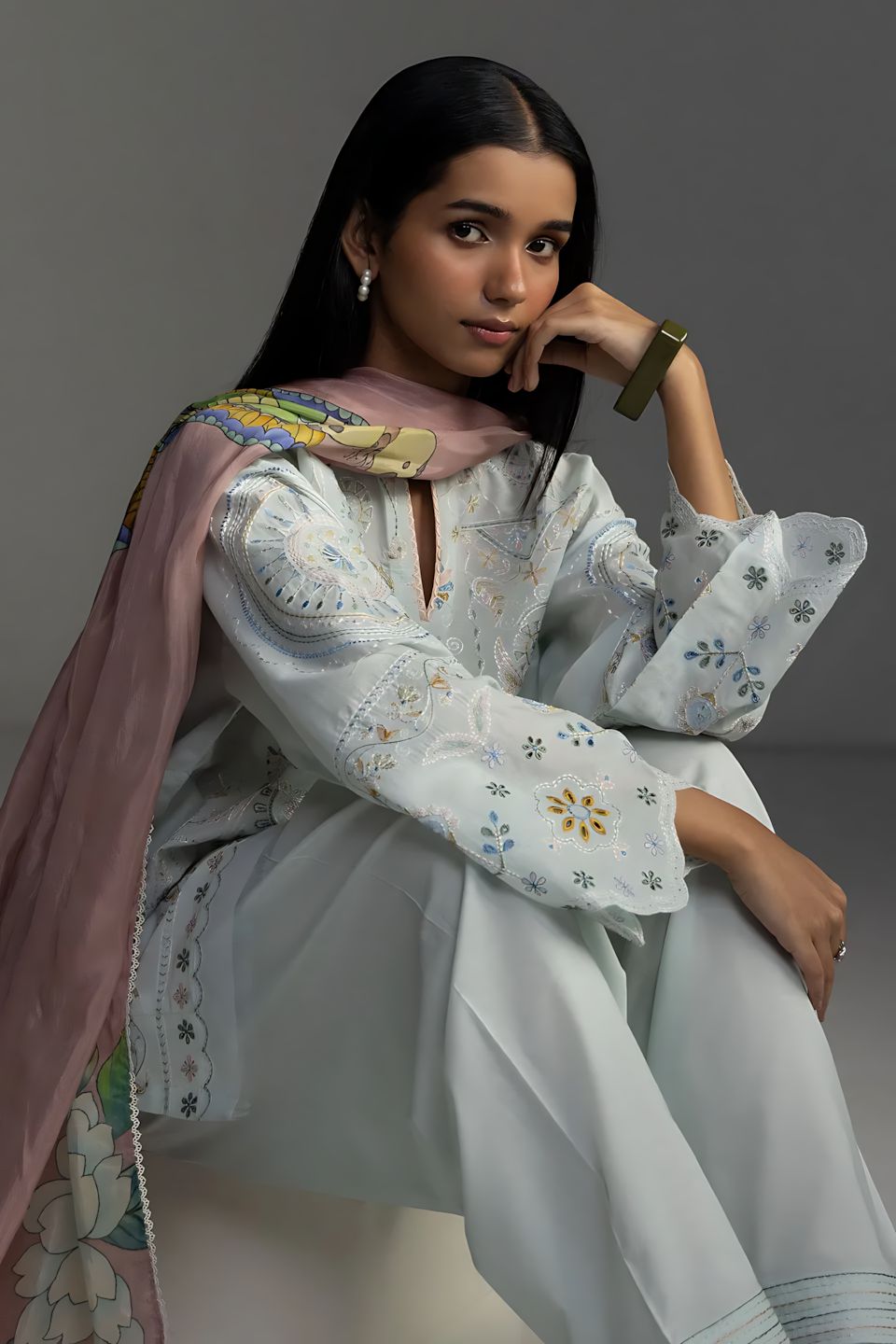 Pakistani Zara Shahjahan Coco Lawn Unstitched Three Piece - Sky Blue