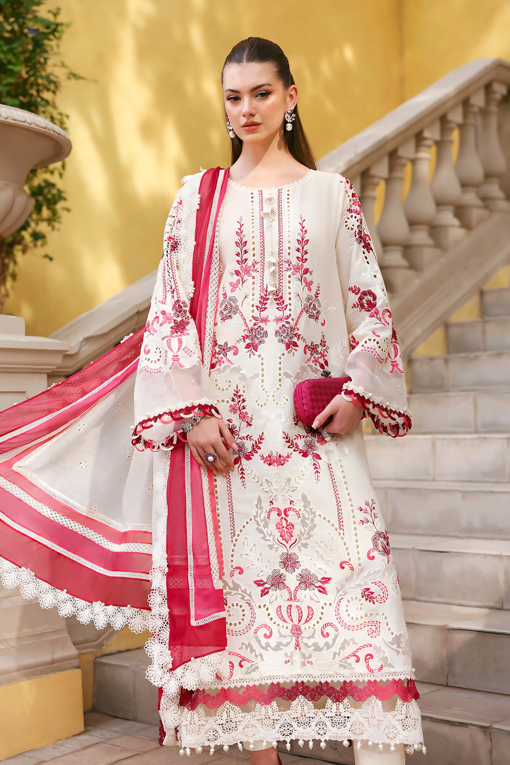 Pakistani Maria B Luxury Lawn Unstitched Three Piece - Almond