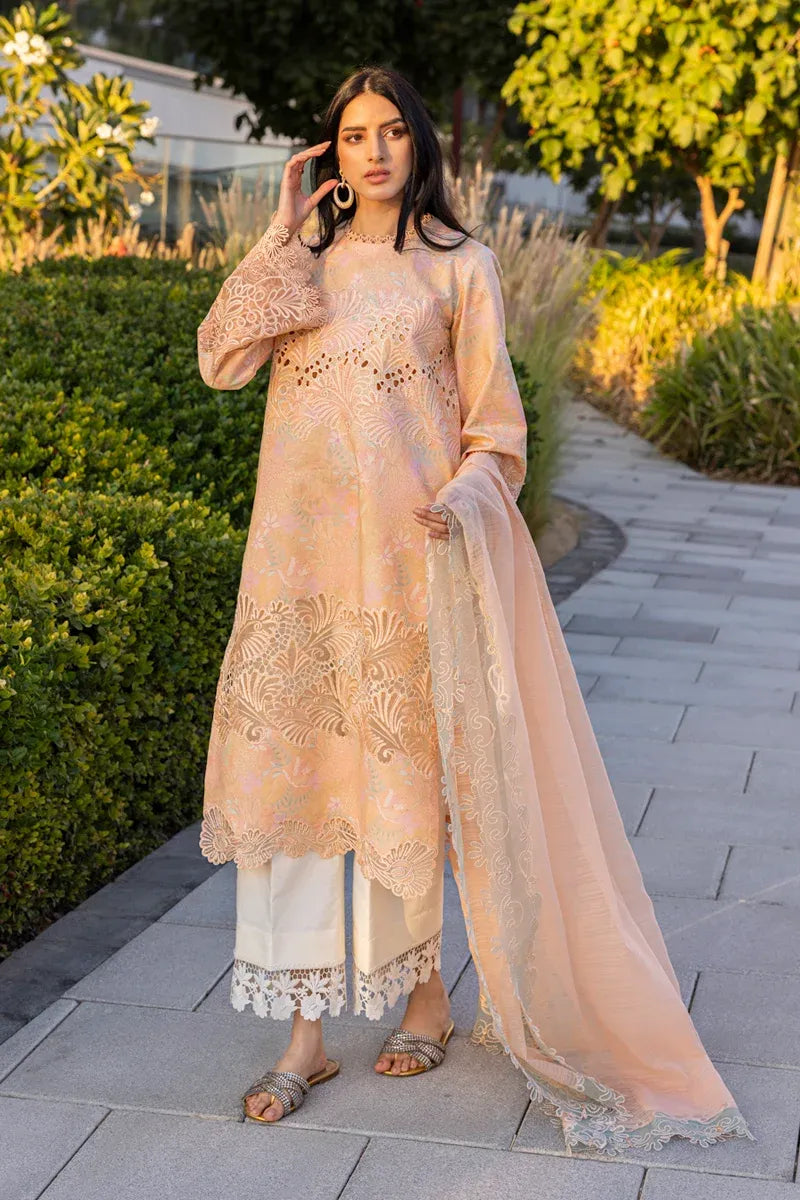 Pakistani Embroidered Printed Lawn 3-Piece Suit With Textured Dupatta