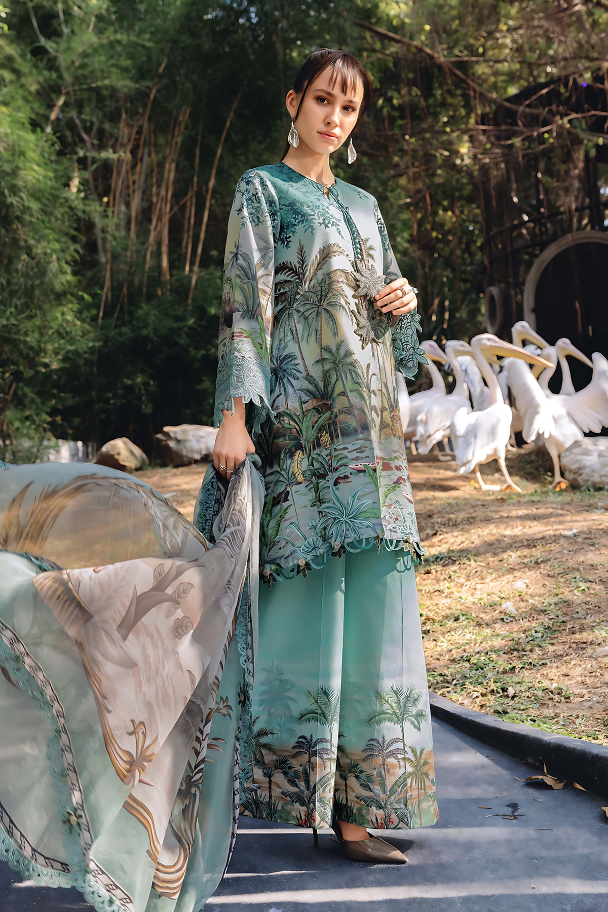 Pakistani M.Print by Maria B Lawn Unstitched Three Piece - Sea Green