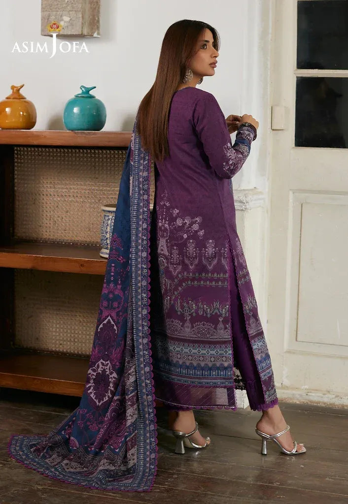 Pakistani Rania by Asim Jofa Lawn Unstitched Three Piece - Viola Purple