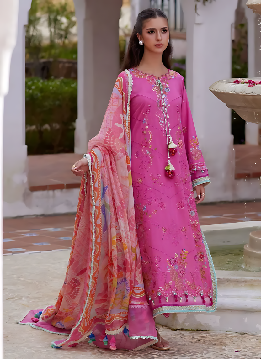 Pakistani Farah Talib Aziz Lawn Unstitched Three Piece - Pink