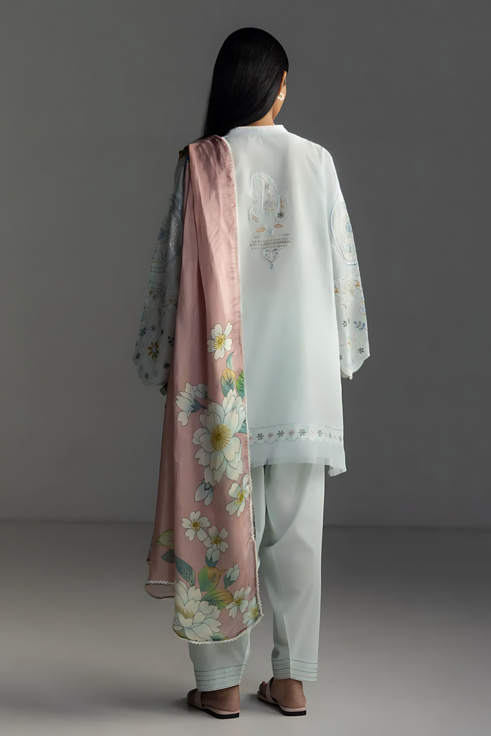 Pakistani Zara Shahjahan Coco Lawn Unstitched Three Piece - Sky Blue