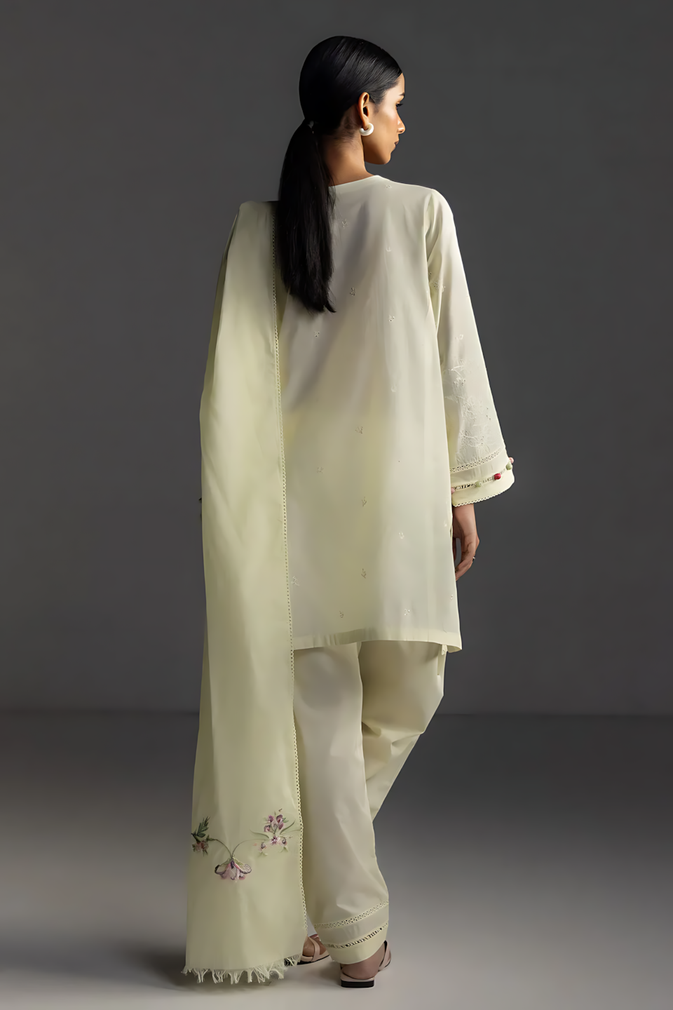 Pakistani Zara Shahjahan Coco Lawn Unstitched Three Piece - Pale Oyster