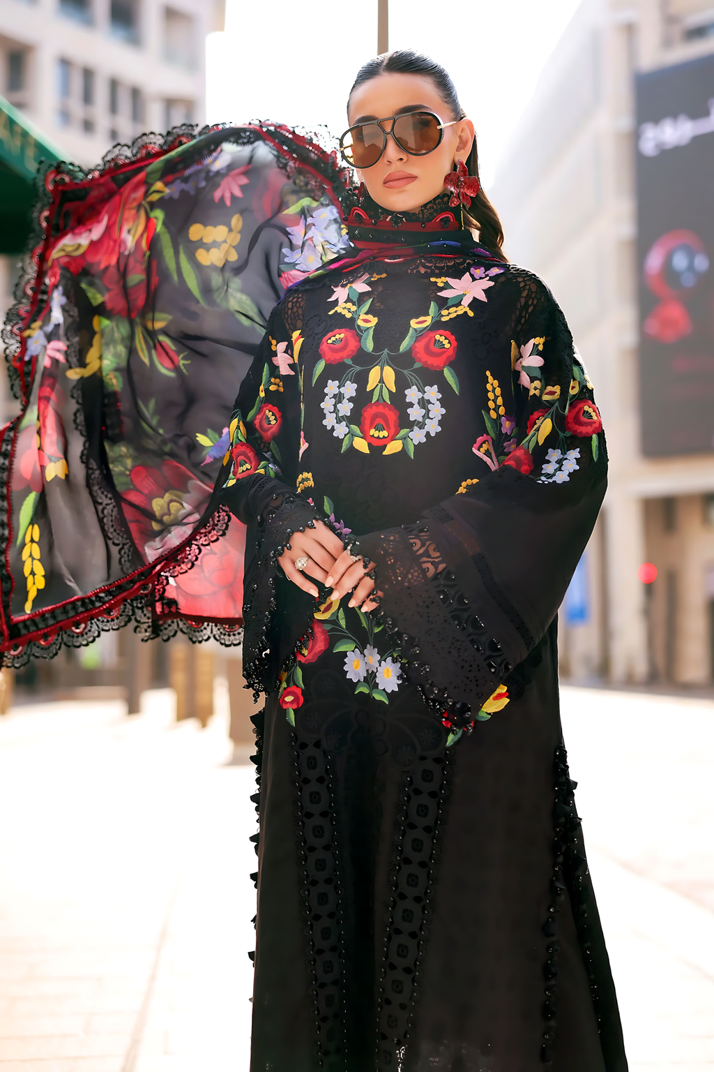 Pakistani Maria B Luxury Lawn Unstitched Three Piece - Black